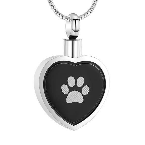 Paw Print Urn Necklace for Ashes Cremation Necklace for Pet Ashes Stainless Steel Ash Necklace Memorial Ash Holder