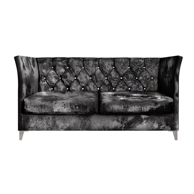 HMD Aliston Flared Arm 3-Seater Sofa, Shiny Black