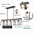 thumbnail image 5 of Modern Metal Frame Pendant Light with Glass Lampshade, 5-Light Chandelier Hanging Ceiling Light Fixture for Kitchen Island Dining Room Matte Black, 5 of 8