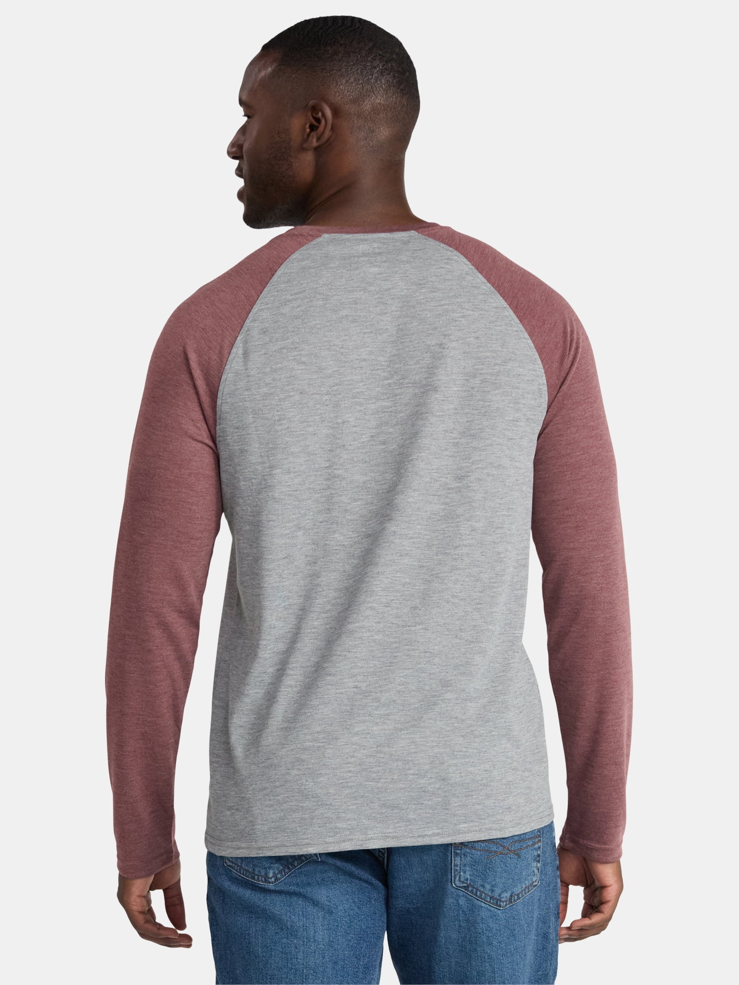 George Men's & Big Men's Relaxed Fit Raglan Tee with Long Sleeves, Sizes S-3XL