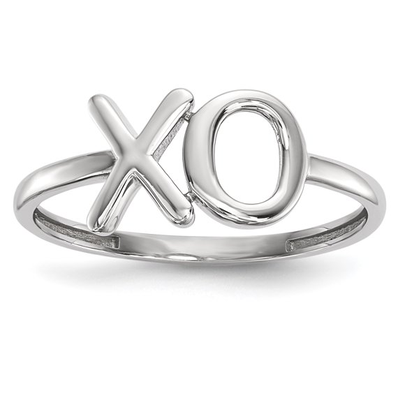14k White Gold Polished X-O Ring Size 7