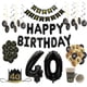 thumbnail image 2 of Pancarta de Globos de Oro Negro de 40 años, vajilla, suministros de cumpleaños, decoración de aniversario de fiesta de feliz cumpleaños para hombre y mujer, 2 of 3