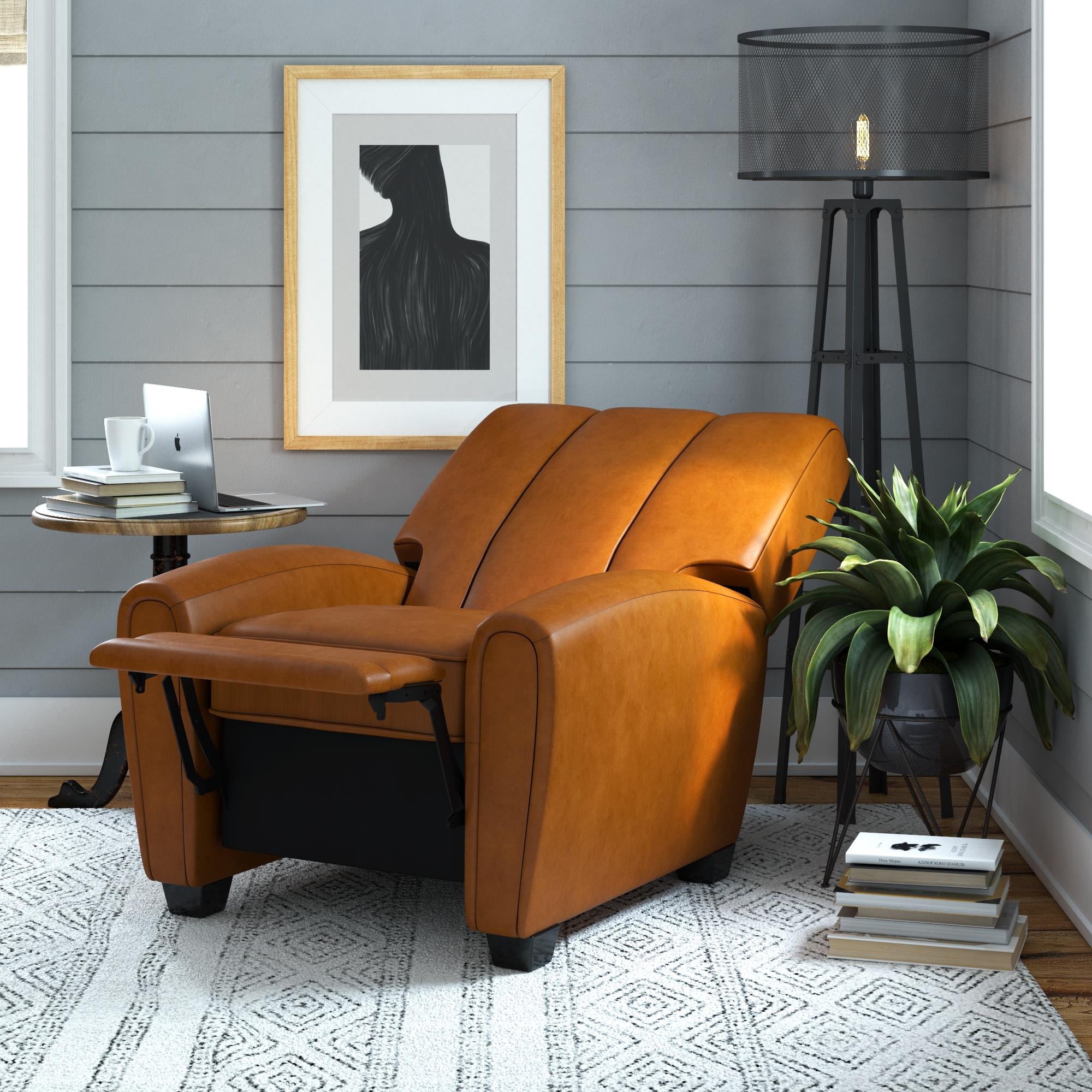 camel faux leather recliner