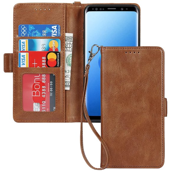 ELTEKER Samsung Galaxy S9 Wallet Case,Premium Leather Credit Card Holder Magnetic Flip Kickstand Wallet Case