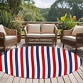 thumbnail image 5 of 5ft Round Rug, Red Blue White Striped Non-Skid Rubber Backing Large Area Rugs - Living Room Bedroom Home Office, Modern Simple Stripes Indoor Floor Mat Carpets Washable Rug, 5 of 9