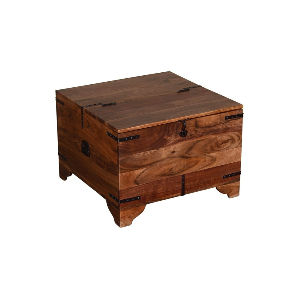 The Urban Port Distressed Mango Wood Trunk Storage Coffee Table with