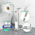 thumbnail image 3 of Toilet Paper Holder Stand for Bathroom Floor Standing Toilet Roll Dispenser Storages 4 Reserve Rolls, with Top Storage Shelf for Cell Phones, Wipe, Wallet and More(Brush Nickel), 3 of 13