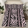 thumbnail image 2 of Homewish Cheetah Zebra Print 3pcs Twin Sheet Sets for Boys Girls,Animal Print Twin Fitted Sheet,Geometric Stripes Lines Breathable Flat Sheet,Super Cozy Room Decor, 2 of 7