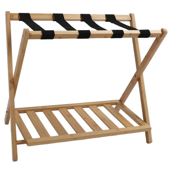 Stand Folding Luggage Rack Wooden Luggage Rack Quick Assembly Luggage Stand With Bottom Storage