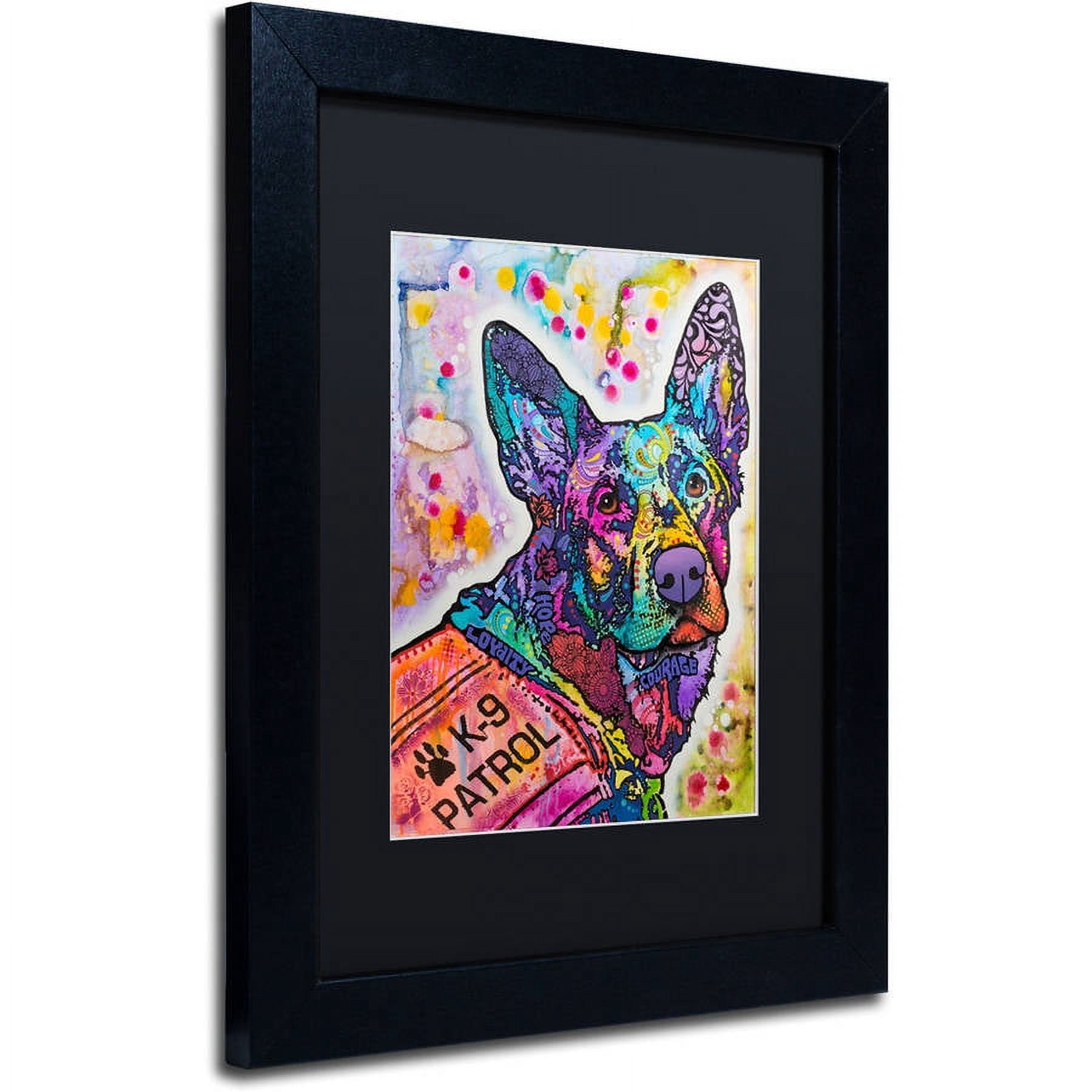 Trademark Fine Art "K-9 Patrol Large-003" Canvas Art by Dean Russo, Black Matte, Black Frame