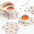 thumbnail image 7 of Pofeuu Cute Squirrel Print Leather Coasters Set of 6, Round Cups Mugs Mat Pad for Home Kitchen Heat Resistant Drink Coasters,Hexagon, 7 of 7