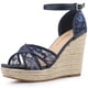 thumbnail image 1 of Sandalias De Cuña Correa De Tobillo Tacón De Cuña Alpargata Para Mujer Azul profundo 39, 1 of 6