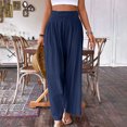 thumbnail image 5 of Frostluinai Palazzo Pants for Women High Elastic Waisted Wide Leg Lounge Capris Solid Color Straight Leg Comfy Capris Beach Vacation Pants, 5 of 8