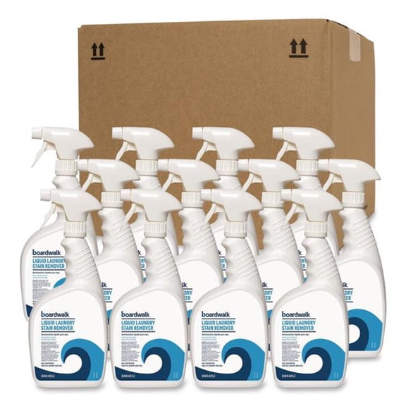 Boardwalk BWK4852 Liquid Laundry Stain Remover, Fresh & Clean Scent, 32 oz Bottle - 6 Count