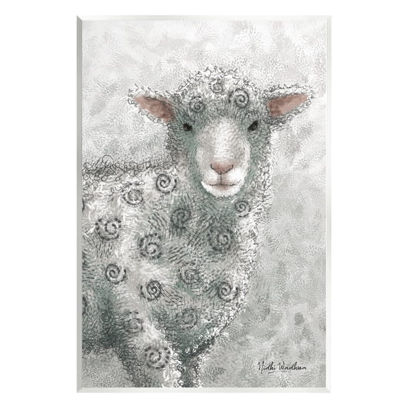 Stupell Industries Spiral Patterned Sheep Animals & Insects Painting Unframed Art Print Wall Art, 10 x 15