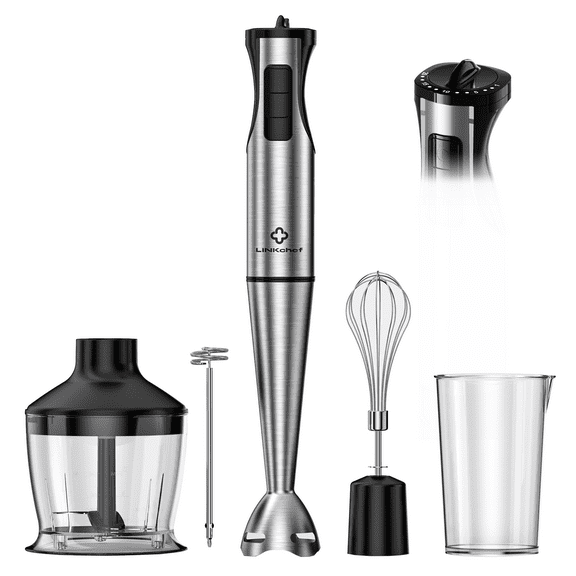 LINKChef 1000W 20-Speed Immersion Blender, 5-in-1 Hand Stick Blender with Variable Speed