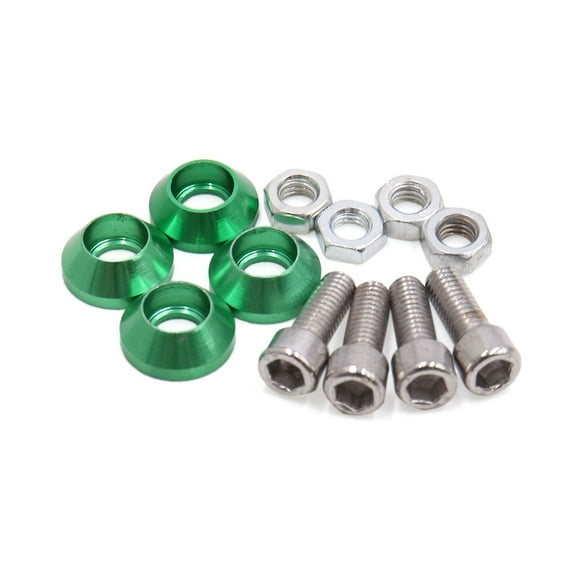 Unique Bargains Universal Green Metal Motorcycle Windscreen License Plate M6 Bolts Screw 4Pcs