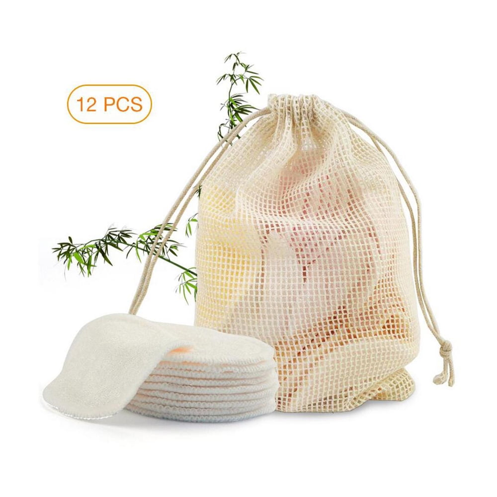 Prettysee 12Pcs/Set Reusable Makeup Remover Pads Washable Eye Face Cleansing Makeup Cotton