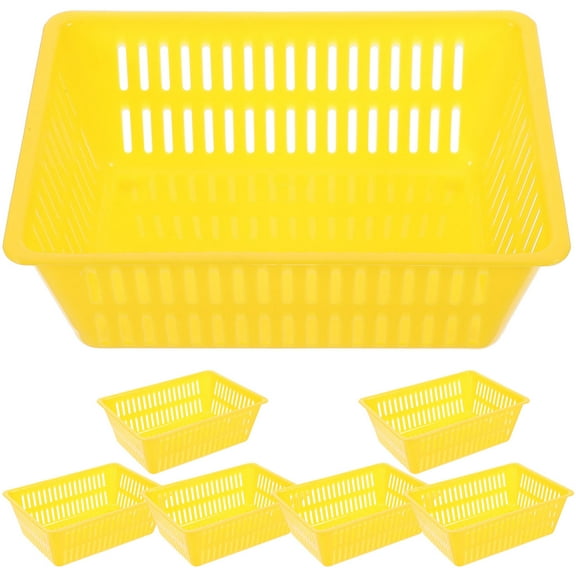 Supvox 7-Piece Red Plastic Basket Set for Storage and Organization, Containers for Home and Daily Use