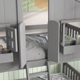 thumbnail image 5 of Leumius Twin over Twin Floor Bunk Bed with Ladder and Guardrails, House-Shaped-Bunk Bed with Window and Door for Boys Girls Grey, 5 of 9