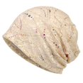 thumbnail image 2 of Hotfix Rhinestone Embossed Lace Beanie Hat, Solid Color Trendy Skull Cap, Lightweight Casual Hair Accessories For Women, 2 of 4