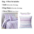 thumbnail image 2 of Cozy Line Shabby Chic Floral Ruffle Stripe 100% Cotton Reversible Quilt Set with Decorative Pillow (Lavender, King - 4 Piece), 2 of 8