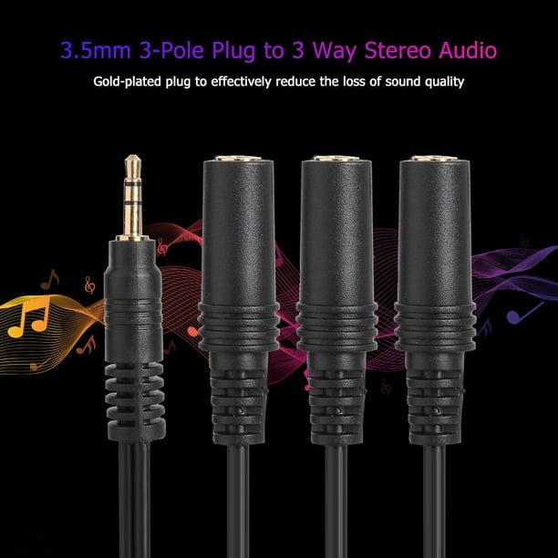 6inch 3.5mm Stereo Plug/2 RCA Jack Cable - Black - PrimeCables®