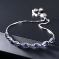 thumbnail image 3 of Gem Stone King 925 Sterling Silver Blue Created Sapphire Infinity Tennis Bracelet for Women (2.45 Cttw, Gemstone September Birthstone, Round 4.5MM, Fully Adjustable up to 9 inch), 3 of 4