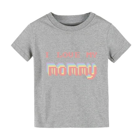 

Summer Solid Color Cartoon I Love MY MOMMY Printed Boys Tops Tee Shirts Short Sleeve Boys Child Clothing Streetwear Kids Dailywear Outwear