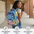 thumbnail image 4 of Xixirimido Axolotl Starry Night Floral Print 17inch Backpack for Kids Multi-pocket School Bag for Girls Large Capacity Bookbag for Preschool Kindergarten Elementary Students, 4 of 8