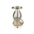 thumbnail image 3 of BLISSFUL STEP Women's Solid Color Open Toe Rhines Ankle Strap Stiletto Sandals Gunmetal 9, 3 of 9