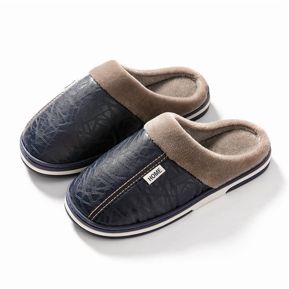 Men's Warm Cozy Slides,Comfortable Fuzzy Soft Slippers,Plush Non-slip Home Shoes