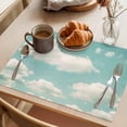 thumbnail image 3 of Turquoise Cloudy Sky Placemats Set of 6 Modern Clouds Nature Scenery Place Mats Indoor Wipeable Table Mats Washable Cloth Dining Table Placemats for Kitchen Holiday Party Home Decor 13x19 Inch, 3 of 9