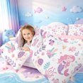 thumbnail image 4 of meiyoeat Cute Mermaid Print 7 Pieces Full Size Bedding Sets For Girls,Pink Cartoon Ocean Creatures Full Size Bed in a Bag,Pink Reversible, 4 of 7