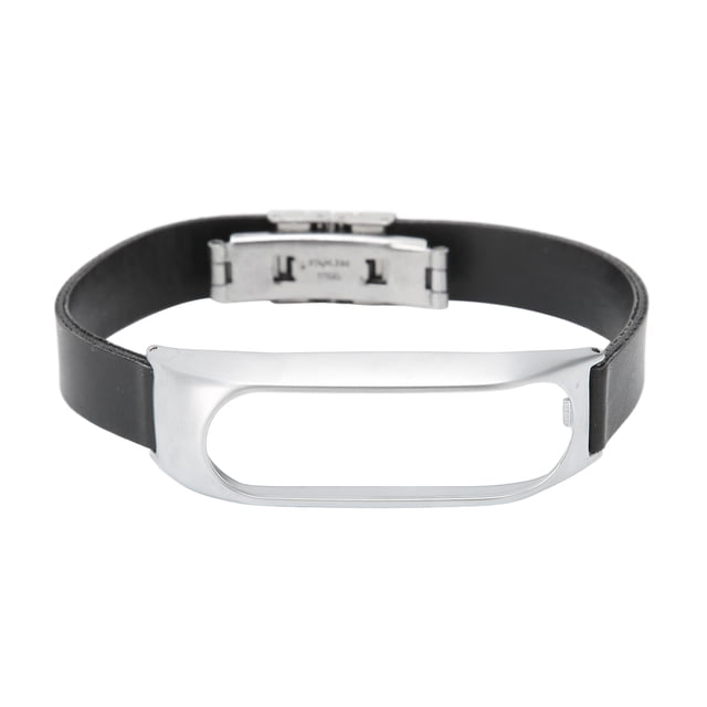 Smartwatch Band, Light Weight Leather And Alloy Wrist Watch Strap Comfortable With Screwdriver For Touch Watch Black Belt Silver Shell