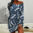thumbnail image 2 of Robe Imprimée Lettre pour Femmes Col Rond Chandail en Molleton Robe T-Shirt Manches Longues Mini Robes Décontractées Tenues d'Automne, 2 of 4