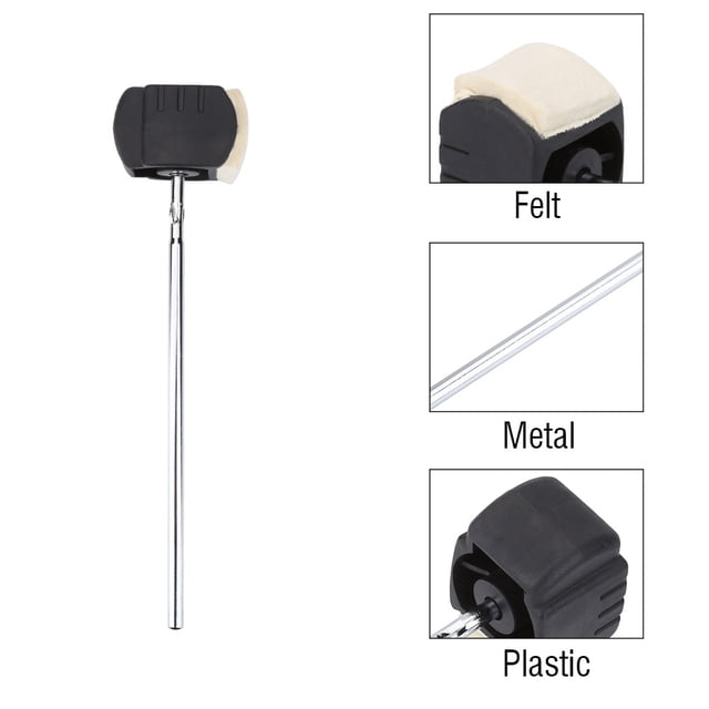 Pedal Beater, Convenient To Use Bass Pedal Beater, Long Service Life Not Easy To Damage Stainless Steel Handle Wool Felt Side For Beginner Instrument Lovers