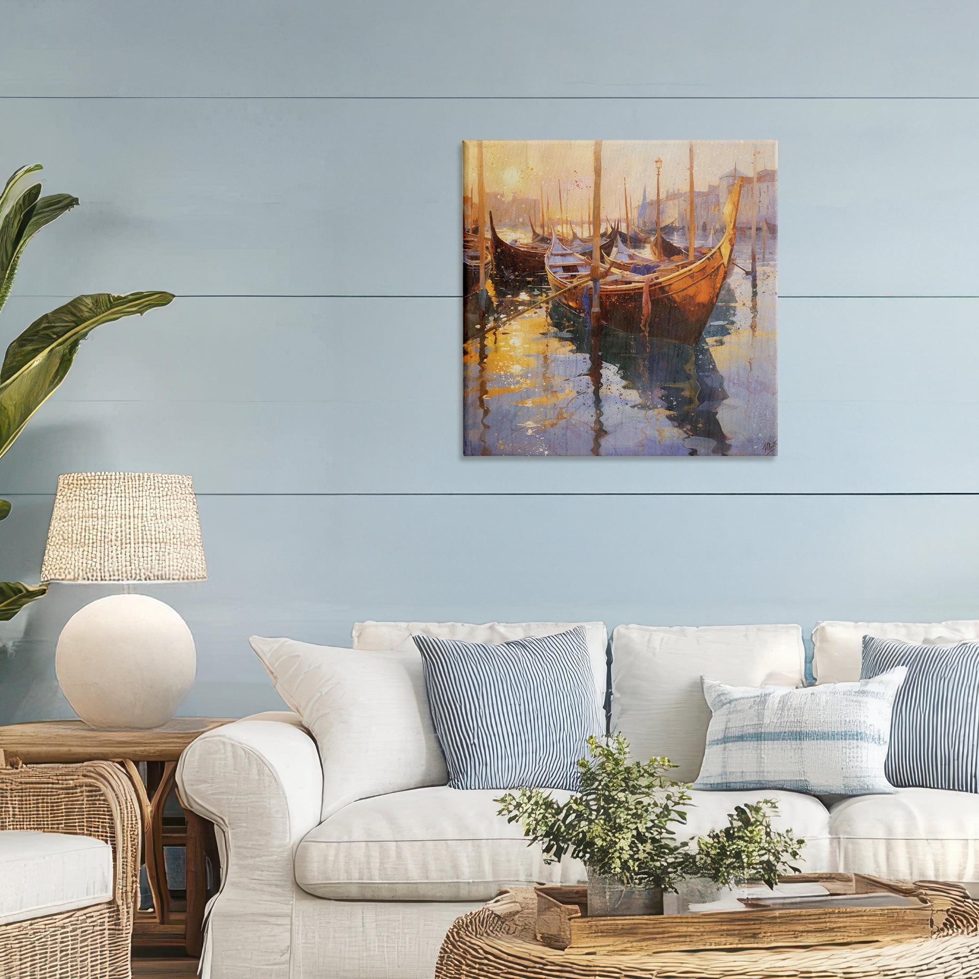 Stupell Industries Venetian Gondolas in Golden Light Canvas Wall Art, design by Marta Wiley