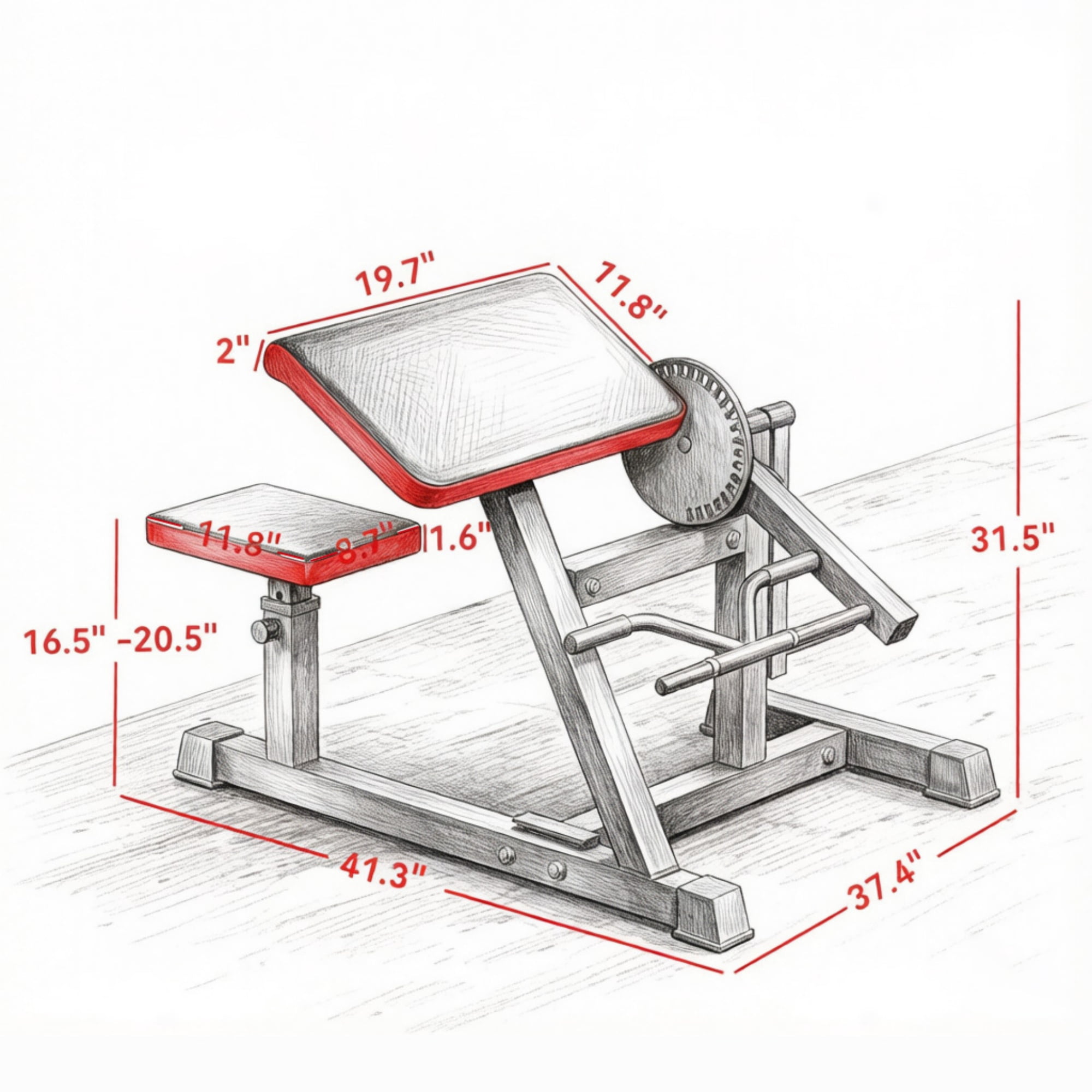 2 in 1 Heavy-Duty Bicep Preacher Curl Bench, Bicep Curl Machine with Adjustable Seat & Elbow Cushion Perfect for Home Gym Arm Training