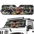 thumbnail image 2 of Yuyamidu Aztec Windshield Sun Shade, Highland Cow Car Sunshade for Rubicon Sahara TJ JK JKU 2 & 4 Door-Blocks UV Rays Sun Visor Shield, 2 of 7