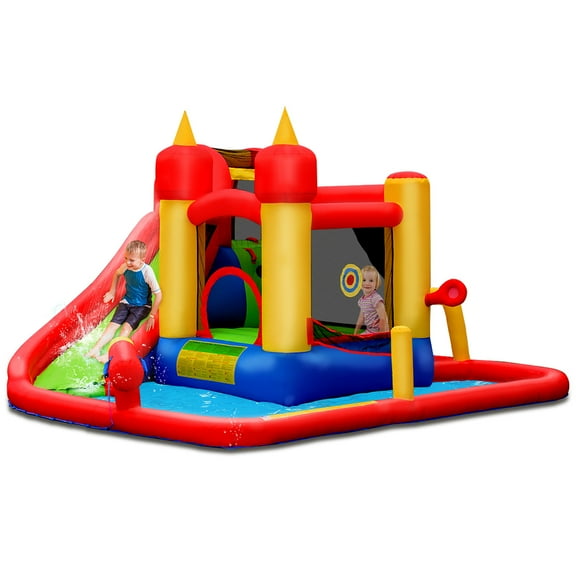 Costway Inflatable Water Slide Jumping Bounce House Bouncy Splash Pool
