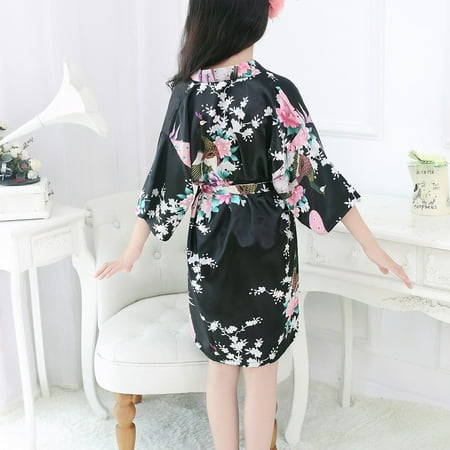 

Juebong Baby Boys Girls Clothes Clearance Toddler Baby Kid Girls Floral Silk Satin Kimono Robes Bathrobe Sleepwear Clothes