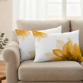 thumbnail image 2 of Orange Outdoor Waterproof Pillow Covers, Boho Modern Floral Abstract Ombre Leaf White Decorative Rectangle Throw Pillowcase Sofa Cushion Sham for Patio/Couch/Chair, 20"x12" 2 Pack, 2 of 8