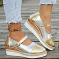 thumbnail image 4 of Silver Ladies Everyday Heels With Round Toe Colorblock Buckle Rope Thick Sole For Indoor Use, 4 of 9