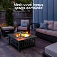 thumbnail image 2 of Cozi by Tzumi Outdoor Square Wood Fire Pit Table with BBQ Grill for Camping and Outdoor Decor, 32”, 2 of 11