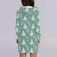 thumbnail image 5 of Women's Long Sleeve Hooded Sweatshirt Dress with Snowflake Christmas Tree Print, Ugly Christmas Sweater Women Style, Cozy Fall and Winter Dress with Pockets for Holiday,Light Green,2XL, 5 of 7