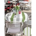 thumbnail image 5 of Round Outdoor Tablecloth With Umbrella Hole And Zipper– Striped Waterproof Patio Table Cover for Party, Picnic, Backyard, 60" Dia. , Grass Green White, 5 of 8
