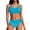 Blue, variant on Women's Color-Block Sports Bra & Shorts Active Set - Supportive Yoga & Gym Wear