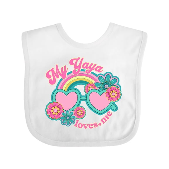 Inktastic My Yaya Loves Me Grandchild Rainbow Girls Baby Bib