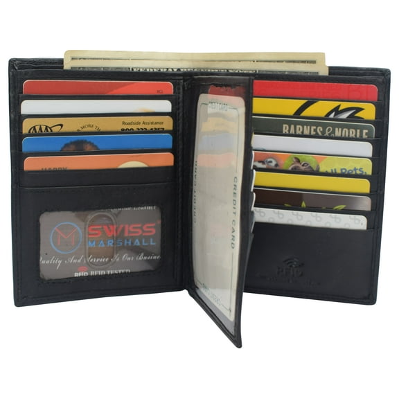 Napa Leather Hipster Bifold Wallet for Men With ID Window and RFID Blocking